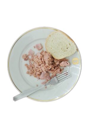 tuna on plate on whiteの写真素材