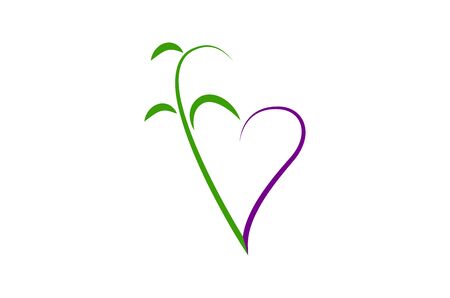 heart with leaves on whiteのイラスト素材