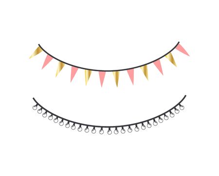 celebration party ribbons and lights on whiteのイラスト素材