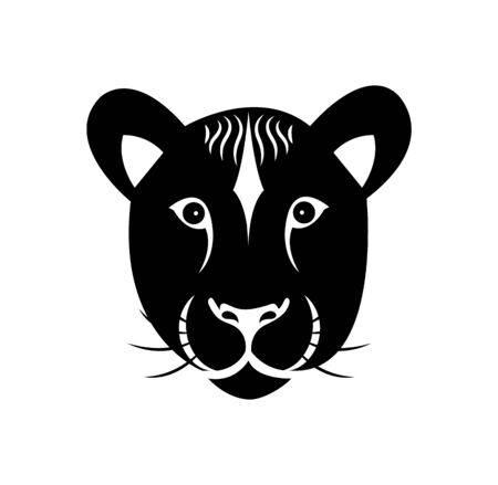 Black lioness head logo isolated on whiteのイラスト素材
