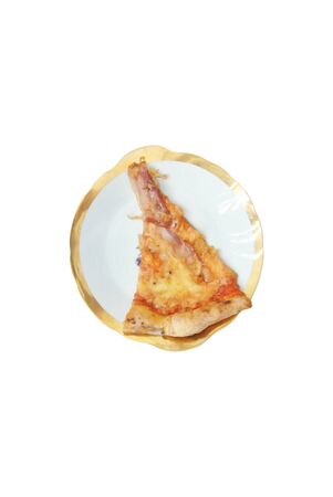 slice of pizza on plate isolatedの写真素材