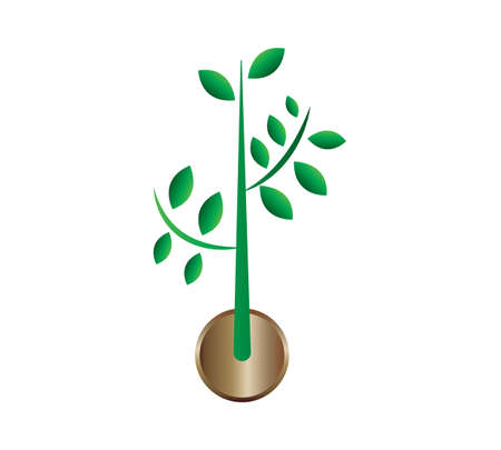 green plant coin icon isolatedのイラスト素材