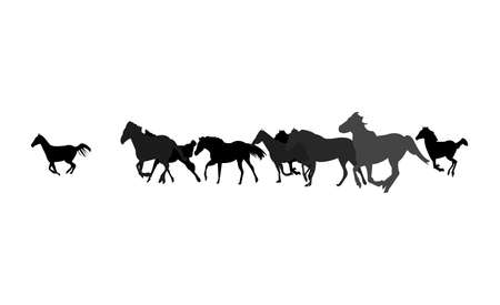 herd of horses running isolatedのイラスト素材