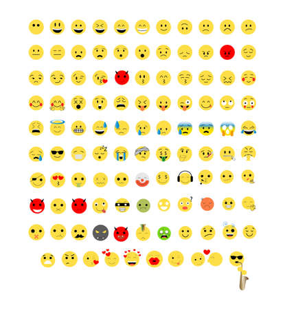 set of colorful emoji icons isolatedのイラスト素材