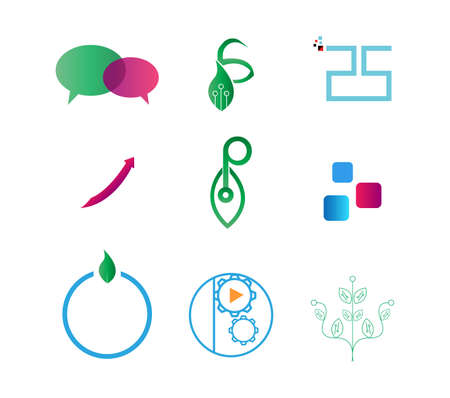 set of technology icons isolated