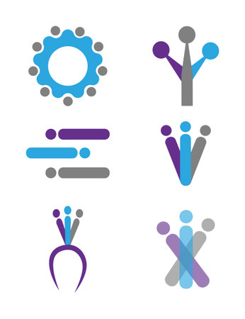 teamwork teambuilding coaching icons set isolated on white backgroundのイラスト素材