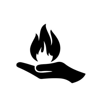 hand holding fire icon isolated on white backgroundのイラスト素材