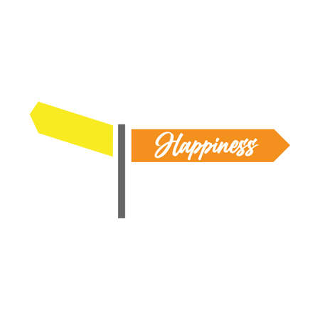 happiness direction sign isolated on white backgroundのイラスト素材