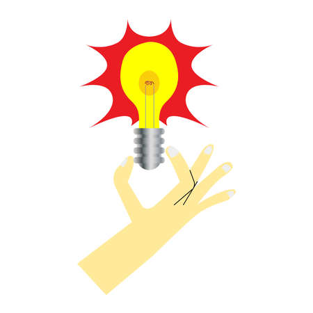 hand holding a lightbulb isolated on white backgroundのイラスト素材