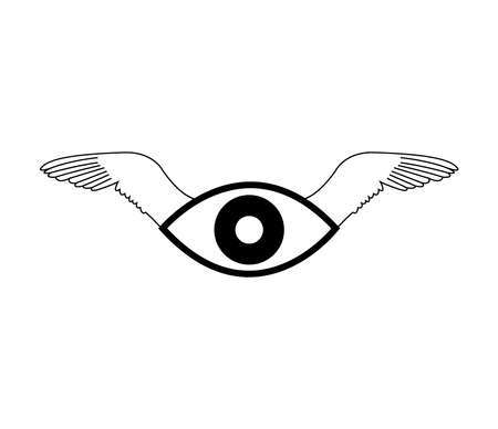 flying eye icon isolated on white backgroundのイラスト素材