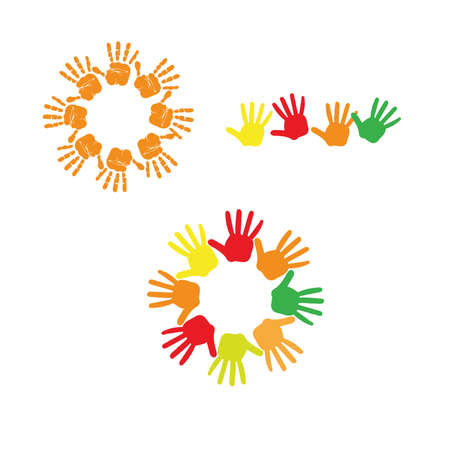 set of handprints isolated on white backgroundのイラスト素材
