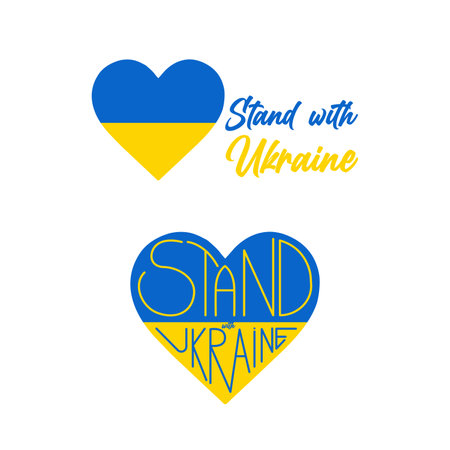 stand with ukraine signs isolated on white backgroundのイラスト素材