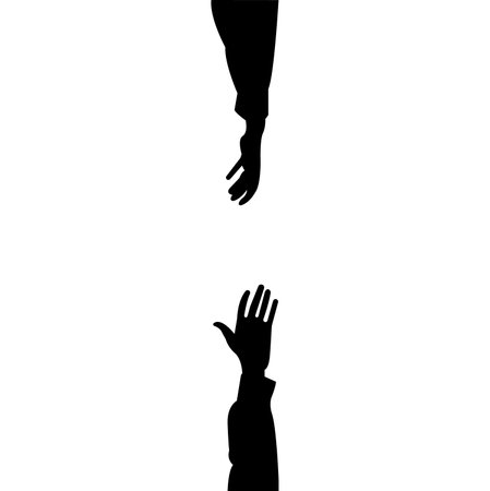 helping hand silhouette isolated on white backgroundのイラスト素材