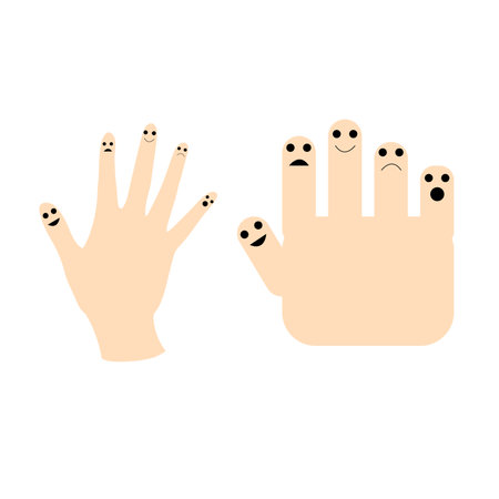 face on fingers on whiteのイラスト素材