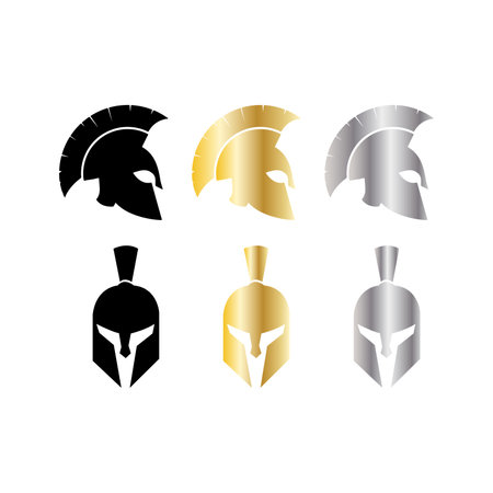 spartan helmet icons on whiteのイラスト素材