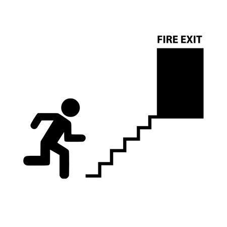 fire exit icon on whiteのイラスト素材