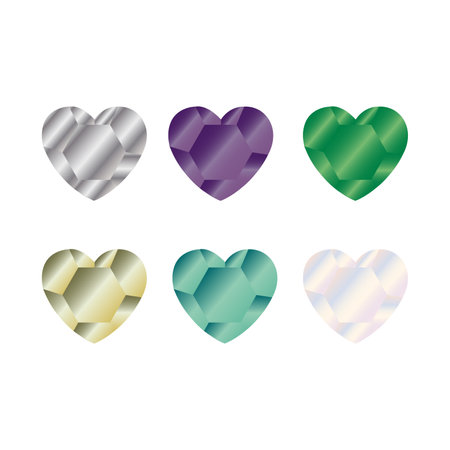 diamond hearts isolated on whiteのイラスト素材