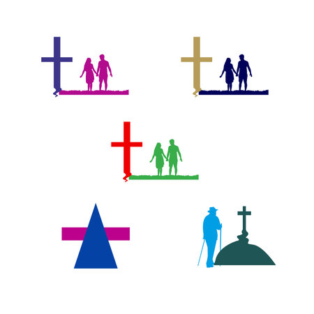 set of christian religion icons isolated on white backgroundのイラスト素材