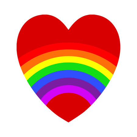 Rainbow heart icon. Flat illustration of rainbow heart icon for web designのイラスト素材