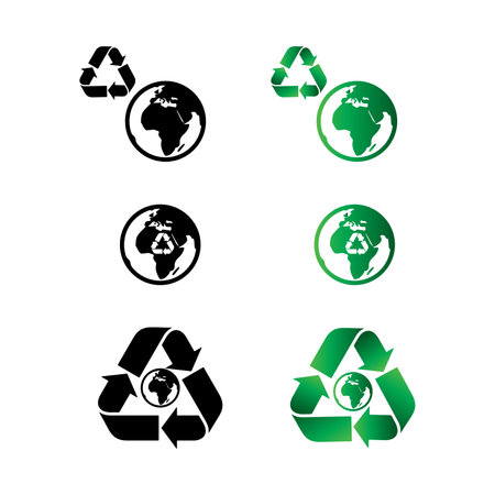 set of six recycling earth icons isolated on white backgroundのイラスト素材