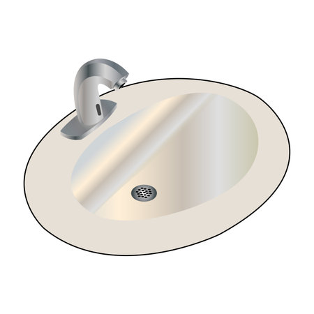 sink and a faucet vector illustration isolated on white backgroundのイラスト素材