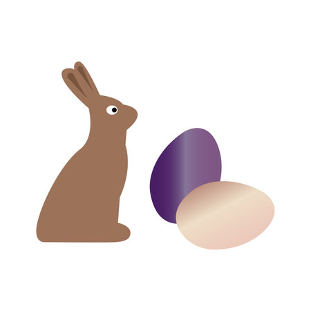Easter bunny and egg. Vector illustration in a flat style.のイラスト素材