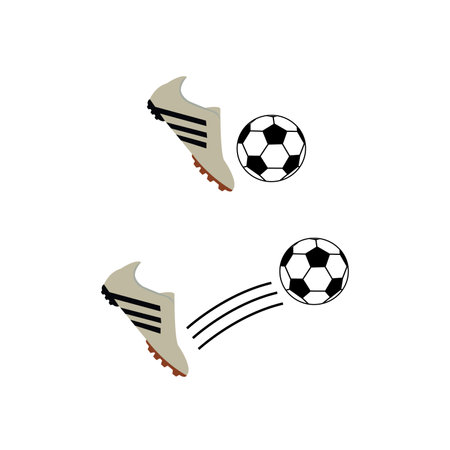 Soccer ball and boot icon. Soccer ball and boot vector iconのイラスト素材