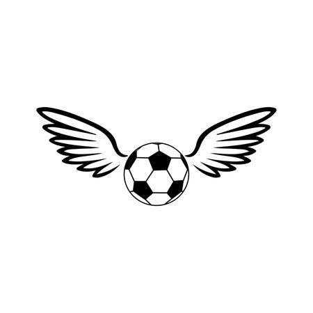 Soccer ball with wings. Vector illustration on a white background.のイラスト素材