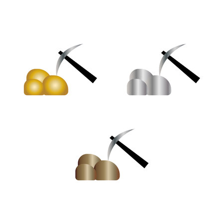 mining ore with pick axe icons isolated on white backgroundのイラスト素材