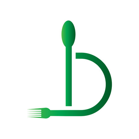 D letter fork and spoon icon isolated on whiteのイラスト素材