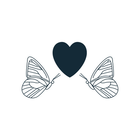 Butterfly with heart icon. Simple illustration of butterfly with heart vector icon for webのイラスト素材