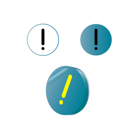 Exclamation mark and exclamation mark in blue circle. Vector illustration.のイラスト素材