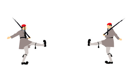 greek soldiers guards isolated on white backgroundのイラスト素材