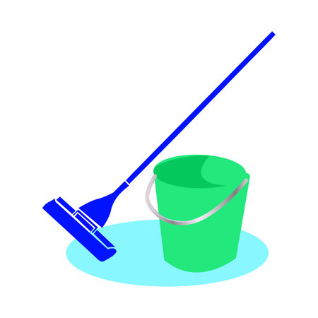 Cleaning service. Cleaning bucket and mop. Vector illustrationのイラスト素材
