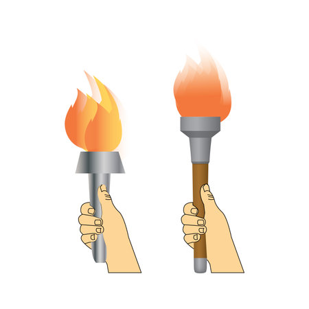 Torch in hand isolated on a white background. Vector illustration.のイラスト素材