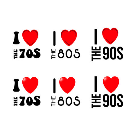 I love different decades icons isolated on white background.のイラスト素材