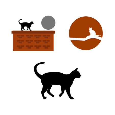 cat icons isolated on whiteのイラスト素材