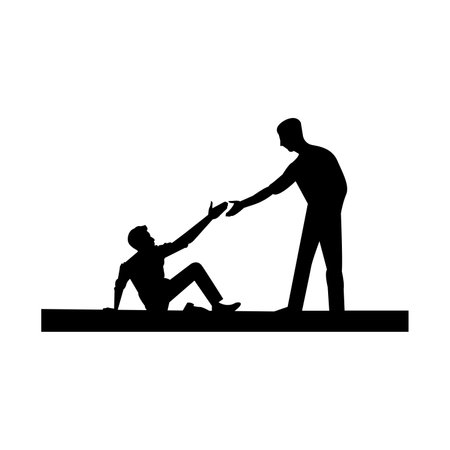 man helping another man silhouetteのイラスト素材