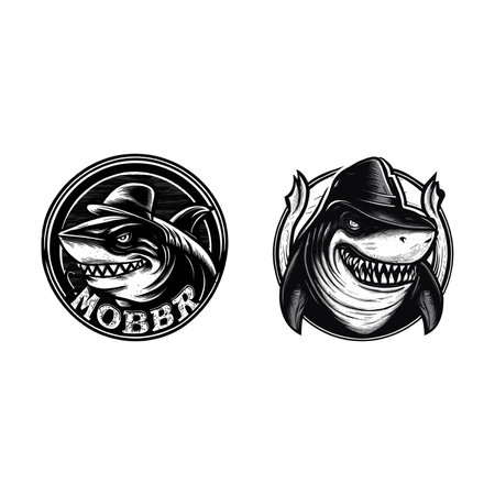 Shark head vector illustration for t-shirt, emblem, badge, posterのイラスト素材