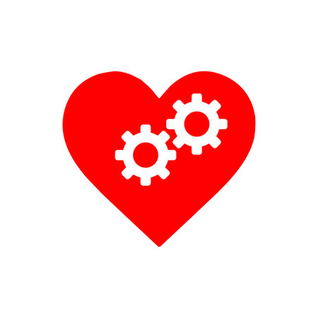 Heart with gears. Love icon. Valentine's day symbol. Flat design style eps 10のイラスト素材