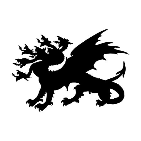 Black silhouette of a dragon on a white background. Vector illustration.のイラスト素材