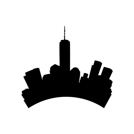 silhouette of a skyscraper on a white background, vector illustrationのイラスト素材