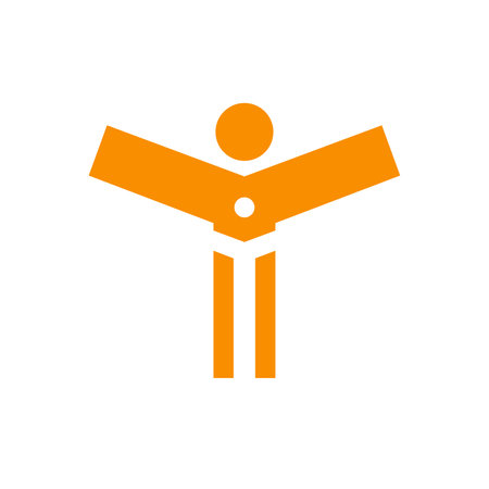 Man with arms up icon. Orange on the white background. Vector illustration.のイラスト素材