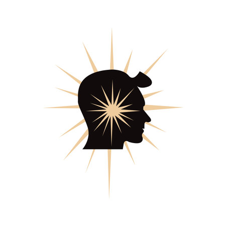 Silhouette of a man's head with a star. Vector illustrationのイラスト素材