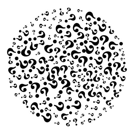 Black and white abstract background. Monochrome pattern made of question marks. Vector illustration.のイラスト素材