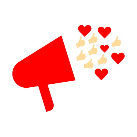Megaphone with hearts icon. Flat design style eps 10のイラスト素材