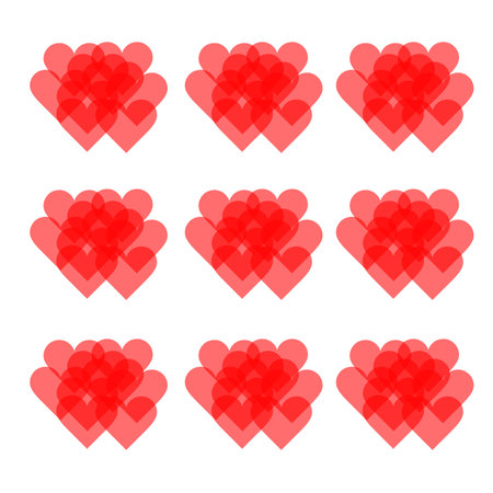 Set of red hearts on a white background. Vector illustration for your design.のイラスト素材