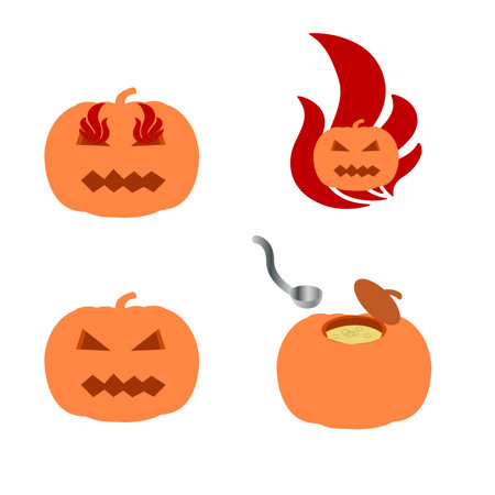 Halloween pumpkin icons set. Cartoon illustration of pumpkin icons for web designのイラスト素材