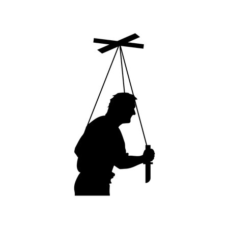 Silhouette of a man with a tool in his hand.のイラスト素材