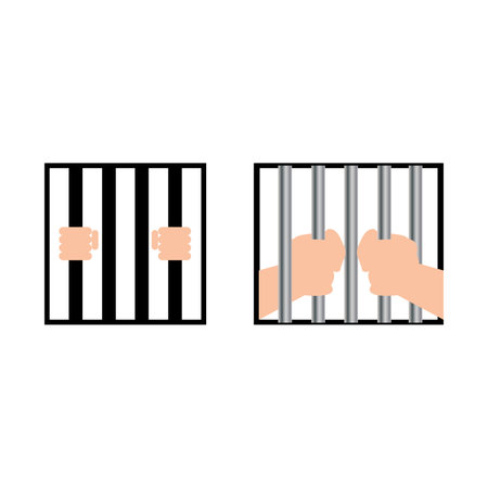 Prison icon set. Flat illustration of prison vector icons for web designのイラスト素材